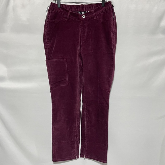 New D & Co Adaptive Wheelchair Fit Full Length Velveteen Pants Burgundy Size 10 - Picture 4 of 16
